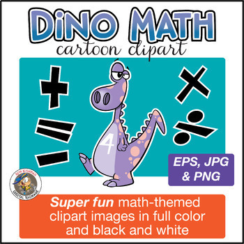 Preview of Dinosaur Math Cartoon Clipart for ALL grades