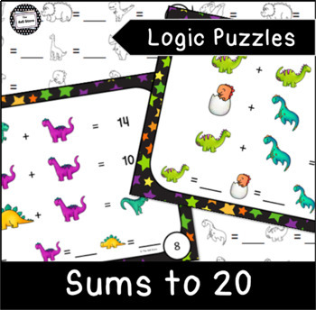 Preview of Dinosaur Math Logic Puzzle Enrichment Activity Addition Sums to 20