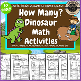 Dinosaur Math Worksheets Counting for PreK, TK, Kindergart