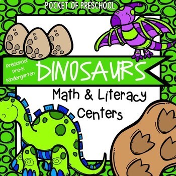 Preview of Dinosaur Math and Literacy Centers for Preschool, Pre-K, and Kindergarten