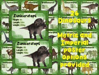 Dinosaur Measurement of Length Lesson Plan and Posters by Ridgy Didge  Resources