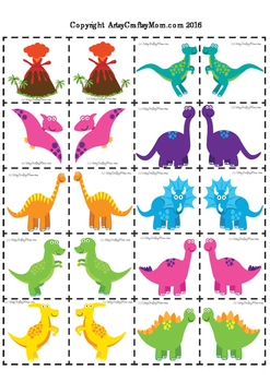 Dinosaur Memory Game By Artsycraftsymom Teachers Pay Teachers