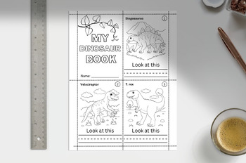 Preview of Dinosaur Mini Colouring and Writing Book