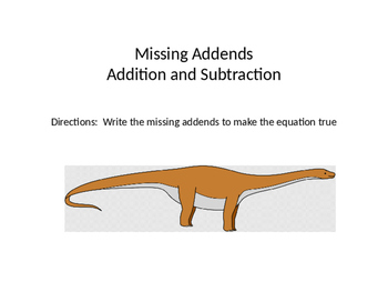 Preview of Dinosaur Missing Addends