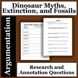 Dinosaur Myths, Extinction, and Fossils WebQuest and Readi