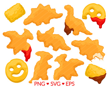 Preview of Dinosaur Nugget Clipart - SVG, PNG, EPS Images - Dino Chicken Nuggets