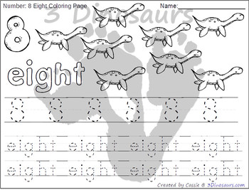 dinosaur number color and trace by 3 dinosaurs tpt