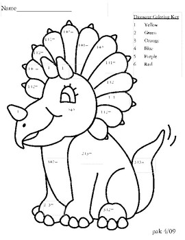 Dinosaur Coloring Pages With Numbers : Color By Number Dinosaur