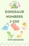 Dinosaur Number Flash Cards 1-200 for Games, Pocket Charts