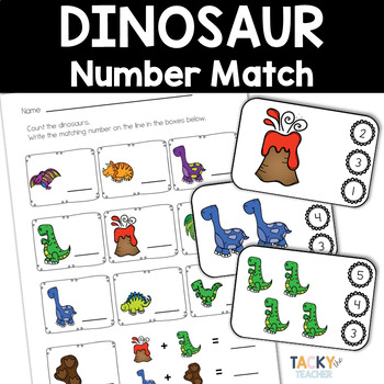 Preview of FREE Dinosaur Number Matching Activity for 1-10 Count and Clip