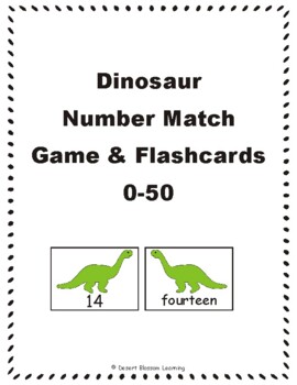 Preview of Dinosaur Cardinal Number Match Game & Flashcards: 0-50 eBook