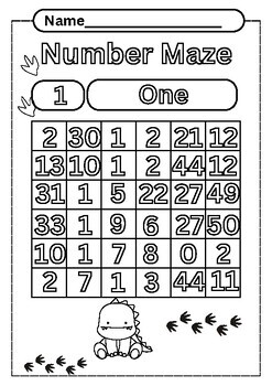 Dinosaur Number Maze : Kindergarten Counting 1-50 | Math Game by Taro ...