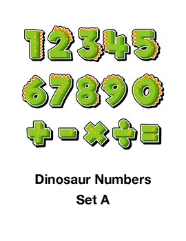 Preview of Dinosaur Numbers - Math and Decor Set - Green & Orange