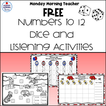 Preview of Dinosaur Numbers to 12: Dice and Listening Activities FREE Sample!