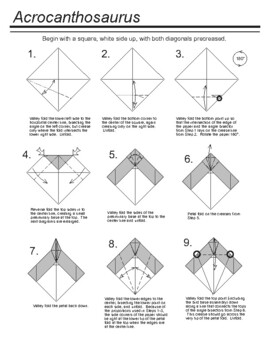 Dinosaur Origami (Acrocanthosaurus) - Step-by Step Instructions | TpT