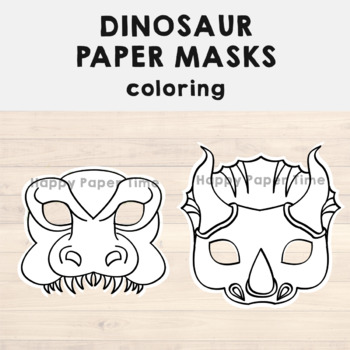 Dinosaur Paper Masks Printable Coloring Craft Activity Costume
