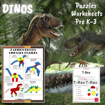 Preview of Dinosaur Pattern Block Mat Printables & Worksheets