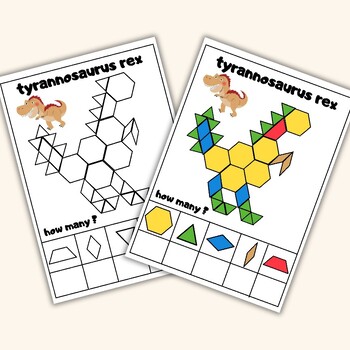 Dinosaur Pattern Block Mats worksheet and math activity -summer activity