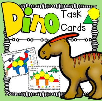Preview of Dinosaur Pattern Block Task Cards and Activity Mats