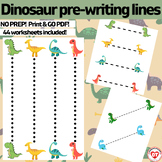 Dinosaur Prewriting worksheets trace & copy Horizontal, Ve