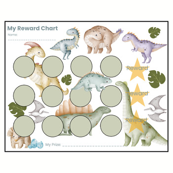 Preview of Dinosaur Printable Reward Sticker Chart Student Incentives Tracker