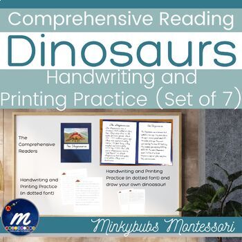Preview of Dinosaur Reading Comprehension Handwriting Practice