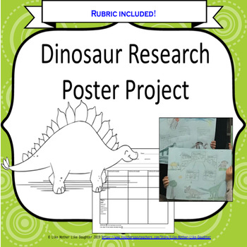 Preview of Dinosaur Research Poster Project includes instructions and Rubric