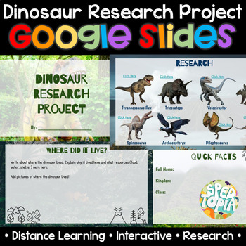 Preview of Dinosaur Research Report Google Slides: Distance Learning