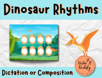 Preview of Dinosaur Rhythm Composition / Dictation Slides & Easel Activity!