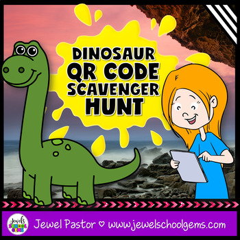 Preview of Dinosaur Scavenger Hunt with Dinosaur Trivia | QR Code Activities
