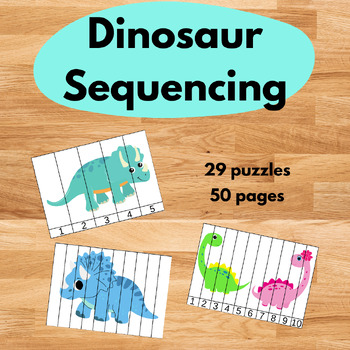 Preview of Dinosaur Sequencing Puzzle, Printable Matching Activity Counting 1-10