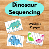 Dinosaur Sequencing Puzzle, Printable Matching Activity Co