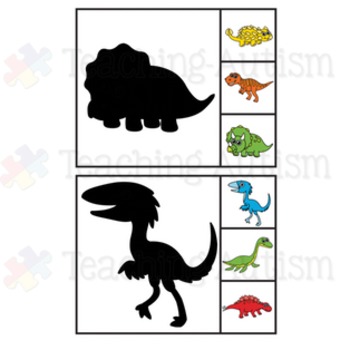 Teaching Supplies Dinosaur Shadow Matching Laminated Activity Set 