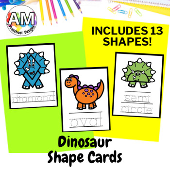 Preview of Dinosaur Shape Vocab Cards - Preschool Dinosaur Shapes Go Fish or Memory