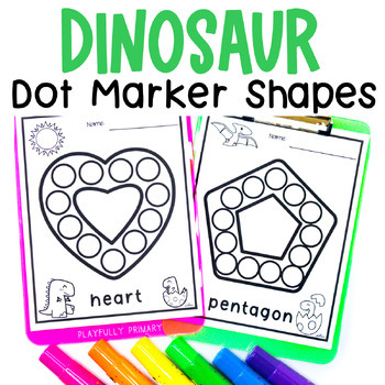 Preview of Dinosaur Shapes Dot Marker Printable, Dinosaur Fine Motor Skills Worksheets