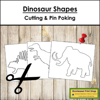 Preview of Dinosaur Shapes - Cutting & Pin Poke - Scissor Practice