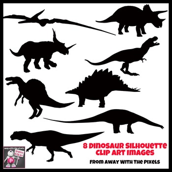 Preview of Dinosaur Silhouette Clip Art - 8 Realistic Dinosaur Images