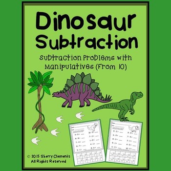 Preview of Dinosaur Subtraction from 10 | Worksheets | Math Manipulatives