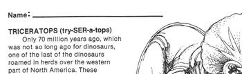Preview of Dinosaur: TRICERATOPS Info Text + 4 Multiple Choice Reading Comprehension Qs