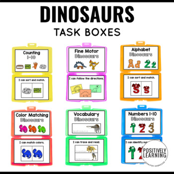 Preview of Dinosaur Task Boxes for Special Ed Autism | Fine Motor Free Centers
