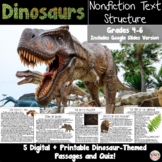 Dinosaur Text Structure Passages & Quiz: Digital + Print