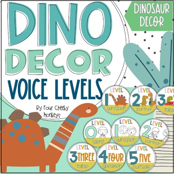 Preview of Dinosaur Theme Classroom Decor // voice level posters