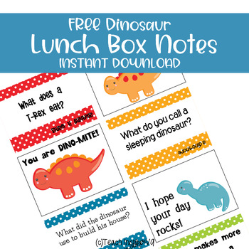 Dinosaur Lunch Box Notes| Instant Download