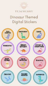 Preview of Dinosaur Themed Digital Stickers Student Feedback