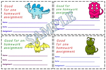 Preview of Dinosaur Themed Homework Passes