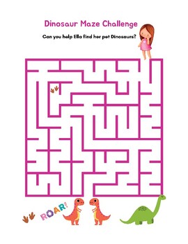 Dinosaur Themed Mazes for Preschoolers by Pink Unicorn Kids | TPT