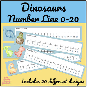 Preview of Dinosaur Printable Number Lines 0 to 20 & Dinosaur Math Tool