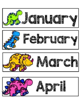 Preview of Calendar Pocket Chart Cards Dinosaur Themed