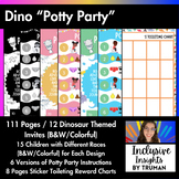 Dinosaur Themed Potty Party Invites/Instructions/Sticker Charts