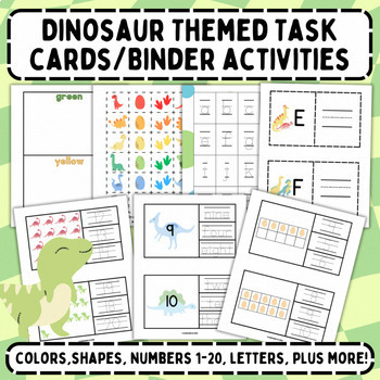 Preview of Dinosaur Themed Task Cards and Binder Activities - Sped/Pre-K/Kindergarten